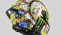 Menurut AGV, desain ini menggabungkan masakan lokal Italia dengan dua simbol khas Valentino Rossi, bulan dan matahari. Foto: Dok. MotoGP.com