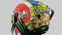 Sementara logo bulannya digambar dengan perpaduan warna putih, merah, dan hijau seperti bendera Italia dalam bentuk sebuah semangka. Foto: Dok. AGV Helmet