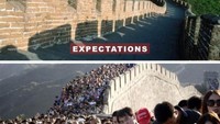 Ekspektasi vs realita yang lazim terjdi di tempat-tempat wisata. Siapa pernah merasakan? (Foto: via Boredpanda.com)