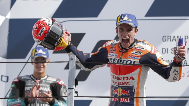 Insiden dengan Valentino Rossi bikin Marc Marquez termotivasi menang di MotoGP San Marino (AP Photo/Antonio Calanni)