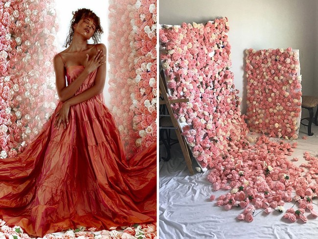 Kihmberlie memiliki studio foto sendiri di rumahnya. Dengan studio, kamera, dan berbagai properti, ia mengeksplorasi pemotretan dengan konsep eksentrik. Yang terbaru adalah ketika ia berfoto dengan ratusan bunga seperti ini. Foto: Instagram @kihmberlie