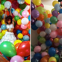 Properti yang digunakannya pun beragam mulai dari trampoline, bunga, cermin, hingga balon. Selain berbagai properti, Kihmberlie pun bisa menghadirkan pose-pose menarik yang tak membosankan. Foto: Instagram @kihmberlie