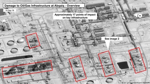 Lokasi kilang minyak Saudi yang diserang drone Houthi