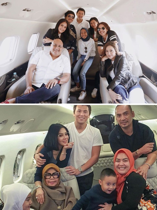 Pesawat jet pribadi yang dinaiki Maia dan Syahrini ini tengah jadi perbincangan hangat netizen karena dianggap memiliki kemiripan. Dalam vlog terbarunya, Syahrini mengungkapkan dirinya kini bisa lebih mudah berpergian dengan pesawat jet karena tidak perlu lagi menyewa melainkan dipinjamkan oleh ayah mertuanya alias ayah dari suaminya Reino Barack. Sedangkan Maia, diketahui kerap naik pesawat jet yang dimiliki suaminya, Irwan Musry. Foto: Instagram @princessyahrini, @maiaestiantyreal