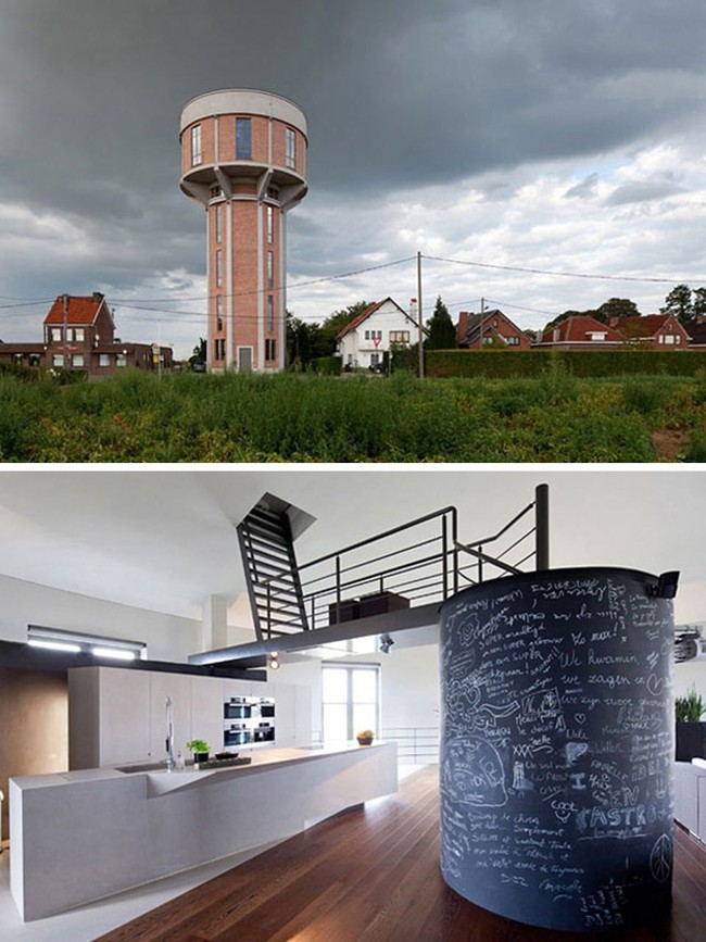 4. Rumah Modern dari Menara Air Tua Menara air yang tingginya 100 kaki ini disulap oleh Bham Design Studio menjadi tempat tinggal yang sangat modern dan nyaman. Menara air di Belgia ini dulunya berfungsi sebagai tempat persembunyian Nazi selama perang. (Foto: Dok. Boredpanda)