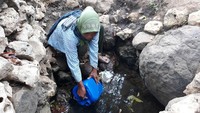 Warga mengaku sudah sering mengambil air yang berasal dari rembesan pohon beringin tersebut. 