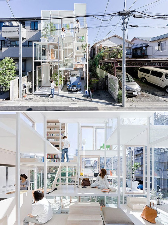 1. Rumah Transparan Rumah yang terletak di Tokyo, Jepang, ini hasil karya arsitek Sou Fujimoto. Berbeda dari rumah pada umumnya yang tertutup, rumah seluas 84 meter persegi justru transparan. Sumber inspirasinya rumah pohon di masa lalu. Rumah yang biasa disebut House NA ini benar-benar memungkinkan orang-orang yang berada di luar untuk melihat ke dalam. Buat kamu yang tak terlalu mempermasalahkan privasi, mungkin cocok dengan rumah ini. (Foto: Dok. Boredpanda)