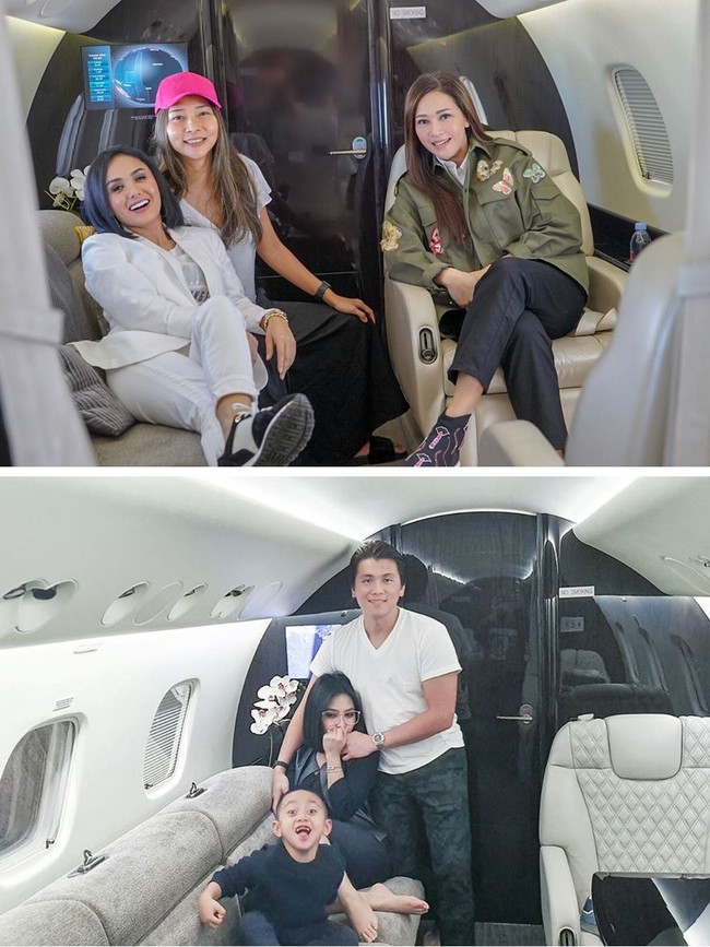 Syahrini biasanya naik pesawat jet pribadi milik mertuanya saat berpergian ke Singapura. Seperti yang dilakukannya baru-baru ini saat liburan bersama keluarganya mulai dari ibunya hingga adiknya dan keponakan-keponakannya. Sementara Maia, berpergian dengan jet pribadi ke kota-kota besar di Indonesia bersama keluarga dan teman-teman dekatnya. Foto: Instagram @princessyahrini, @maiaestiantyreal