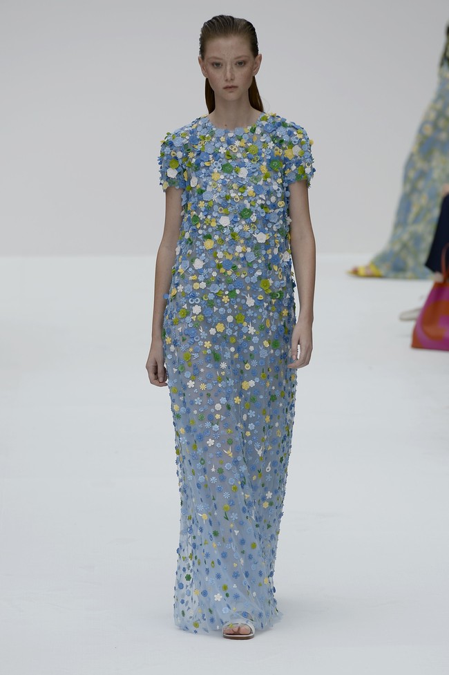 Fashion show koleksi busana terbaru Carolina Herera yang diperagakan di New York Fashion Week Spring 2020, Garden of the Battery, New York. Senin (9/9/2019). Photo by Fernanda Calfat/Getty Images