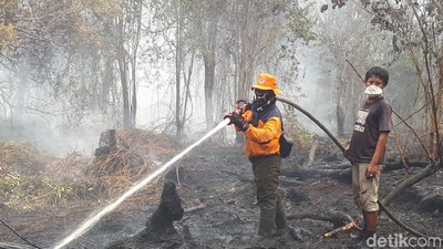 Upaya Petugas Gabungan Berjibaku Padamkan Api Karhutla