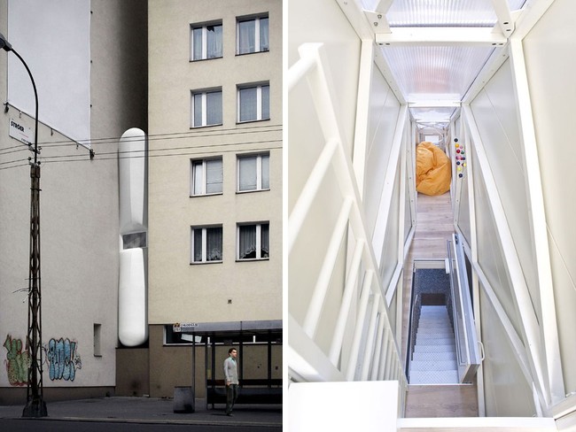 3. Rumah Paling Ramping Rumah yang diberi nama The Keret House ini terbilang unik karena memiliki ukuran yang sangat ramping. Lebarnya hanya seukuran satu tubuh orang dewasa. Lebih tepatnya berkisar 92 hingga 152cm. Rumah di Polandia ini didesain oleh Jakub Szczesny. (Foto: Dok. Boredpanda)