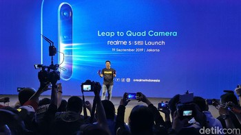Suasana acara peluncuran Realme 5 dan 5 Pro. Foto: detikINET/Anggoro Suryo Jati