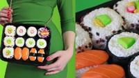 Ini yang paling unik. Tas berbentuk nampan yang berisi aneka sushi khas Jepang. Foto: Pinterest