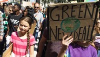 Aktivis iklim asal Swedia Greta Thunberg ikut serta dalam aksi peduli iklim di kota New York. Istimewa/Eduardo Munoz Alvarez/AP Photo.