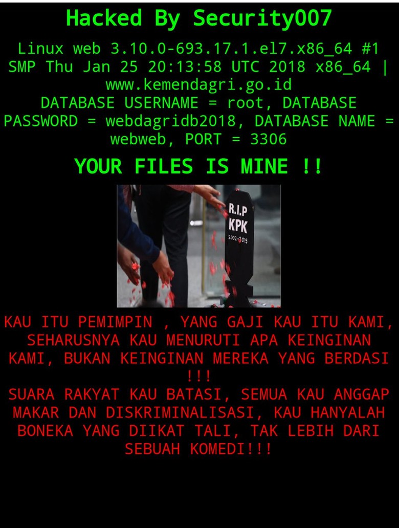 Situs Kemendagri Diretas, Aspirasi tentang KPK Sempat Muncul Situs Kemendagri Diretas, Aspirasi tentang KPK Sempat Muncul