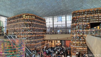 Starfield Library merupakan salah satu perpustakaan di Seoul, Korea Selatan. (Foto: detikINET/Widiya Wiyanti)