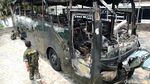Aksi Rusuh Kemarin Massa Juga Bakar Bus TNI