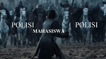 Alur cerita dari Game of Thrones yang dicomot buat meme adalah bagian Battle of Bastards. Berani maju sendirian seperti tokoh Jon Snow (Anggitdl/Twitter)