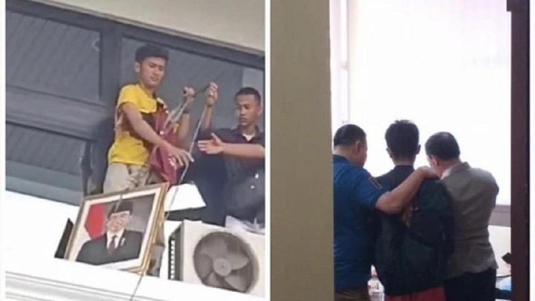 Jadi Tersangka, Mahasiswa yang Turunkan Pigura Jokowi Minta Maaf Jadi Tersangka, Mahasiswa yang Turunkan Pigura Jokowi Minta Maaf