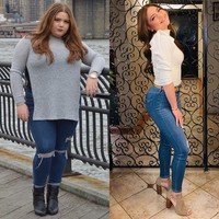 Bisa dilihat penampilan foto di kiri dan kanan yang berbeda sangat jauh. Bisa terlihat paha Gianna yang kini sudah sangat ramping. Foto: Instagram @gi_sciortino