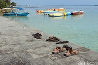 Wahana permainan air di Pulau Tidung (Randy/detikcom)