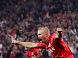 Sebelumnya, debut cemerlang juga dibuat Haaland ketika tampil di Liga Champions bersama RB Salzburg. Foto: REUTERS/Leonhard Foeger