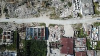 Potret dari udara kawasan yang menjadi area terdampak gempa dan tsunami Palu, Sulawesi Tengah. Satu tahun sudah bencana gempa dan tsunami yang melanda wilayah Palu dan Donggala terjadi. Istimewa/UN OCHA Asia-Pacific via Reuters.
