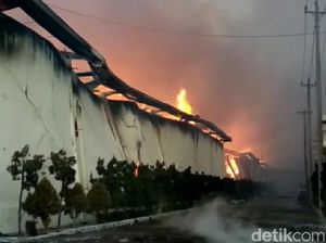 Api di Gudang Kapas Sritex Masih Membara, Asap Mengepul Tinggi