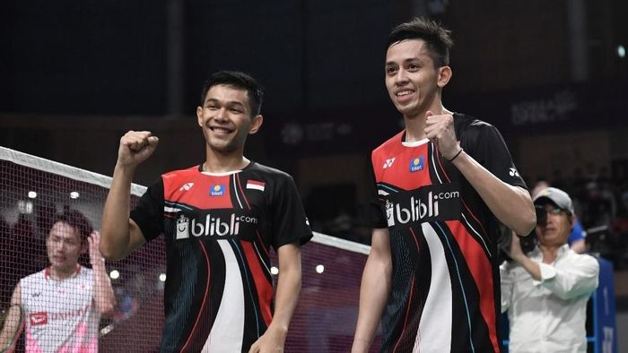 Fajar Alfian/Muhammad Rian Ardianto menang mudah di babak kedua Denmark Open. (Foto: Jung Yeon-jae / AFP)