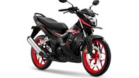 Honda Sonic 150R dengan warna Agresso Matte Black tampil agresif dengan grafis baru. Foto: Dok. AHM