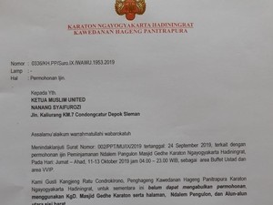 Surat soal Izin Muslim United Pakai Masjid Gedhe Viral, Ini Kata Keraton Yogya
