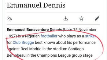 Netizen langsung membanggakan Bonaventure Dennis yang dipuji-puji di Wikipedia. Foto: (Twitter)