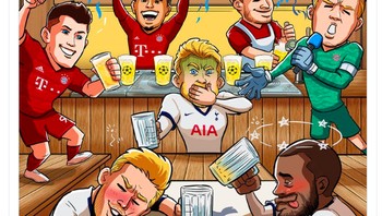 Pemain Munich berpesta dan Spurs terpekur sedih. Foto: Twitter