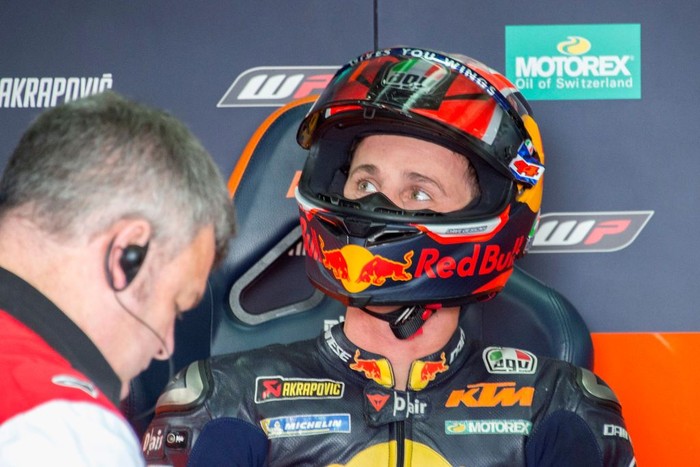 ALCANIZ, SPAIN - SEPTEMBER 21: Pol Espargaro of Spain and Red Bull KTM Factory Racing looks on in box during the MotoGp of Aragon - Qualifying on September 21, 2019 in Alcaniz, Spain. (Photo by Mirco Lazzari gp/Getty Images)