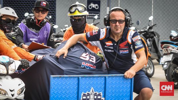 Motor Marc Marquez yang hancur usai kecelakaan di MotoGP Thailand 2019.
