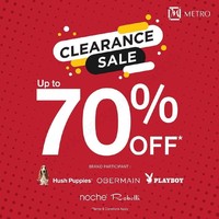 Anda yang berencana mengunjungi Metro Pondok Indah Mall, dapat melihat Transmarco Clearance sale yang tengah berlangsung sampai 6 Oktober. Sejumlah brand, seperti Hush Puppies, Obermain, Playboy, Noche, hingga Robelli diskon sampai 70%. Foto: Twitter