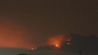 Kebakaran hutan di jalur pendakian Gunung Raung itu, menyebabkan 13 pendaki terjebak di pos 9 pendakian, diantaranya tujuh pendaki asal Singapura. ANTARA FOTO/Budi Candra Setya.