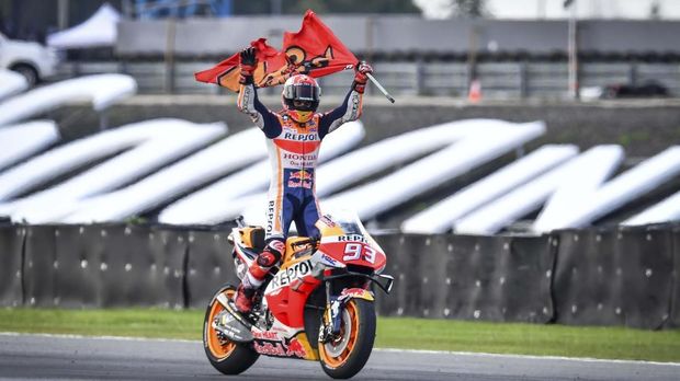 Marc Marquez menjadi juara dunia dengan kemenangan di MotoGP Thailand 2019.