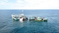 Dengan dimusnahkannya 21 kapal ini, maka jumlah kapal barang bukti tindak pidana perikanan yang sudah dimusnahkan sejak bulan Oktober 2014 sampai dengan saat ini bertambah menjadi 556 kapal. Jumlah tersebut terdiri dari 321 kapal berbendera Vietnam, 91 kapal Filipina, 87 kapal Malaysia, 24 kapal Thailand, Papua Nugini 2 kapal, RRT 3 kapal, Nigeria 1 kapal, Belize 1 kapal, dan Indonesia 26 kapal. Istimewa/Kementerian Kelautan dan Perikanan.