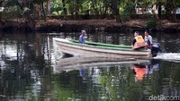 Para pengunjung wisata Hutan Bambu ini bisa menikmati sarana perahu untuk menjelajahi Kali Bekasi dengan hanya membayar Rp 10.000.
