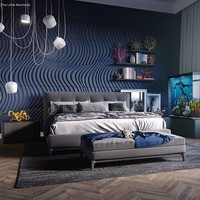 Tapi karena ia tinggal di bawah laut, kamarnya juag didominasi palet biru tapi yang lebih mute. Dinding pun dibuat bertekstur seperti gelombang. Untuk menambah kental nuansa laut, pajangan dari karang, bentuk bintang laut sampai aquarium akan sangat cocok dengan sosok Ursula. Foto: Dok. Boredpanda/Angies List