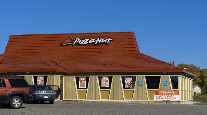 Grand Marais, Michigan, USA - September 27, 2014: A Pizza Hut location in Grand Marais. Part of YUM International, Pizza Hut has locations around the globe.