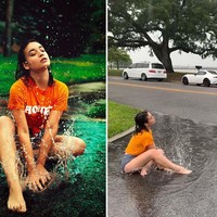 Inilah salah satu jepretan Chris Hernandez yang diunggahnya ke akun Instagramnya @cnhphotography. Siapa sangka foto seorang wanita yang tampak dramtis terciprat air ini lokasi fotonya adalah di antara genangan air. Foto: Instagram @cnhphotography