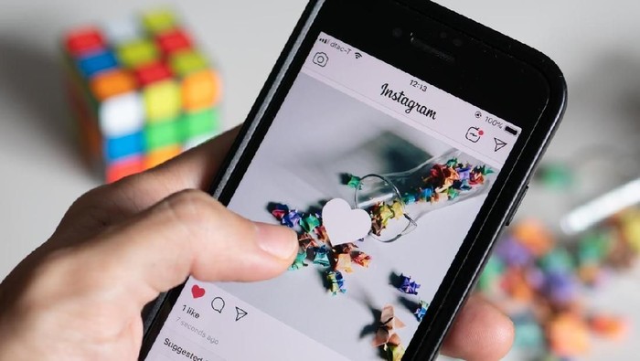 Instagram Bangkok, Thailand - July 27, 2019 : Instagram user liking his own photo on Instagram.