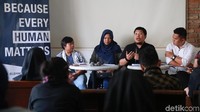 Para pembicara dari Koalisi Hapus Hukuman Mati (HATI) memberi pernyataan pers di Jakarta, Kamis (10/10/2019) bertepatan dengan peringatan hari menentang hukuman mati sedunia yang jatuh pada setiap 10 Oktober.