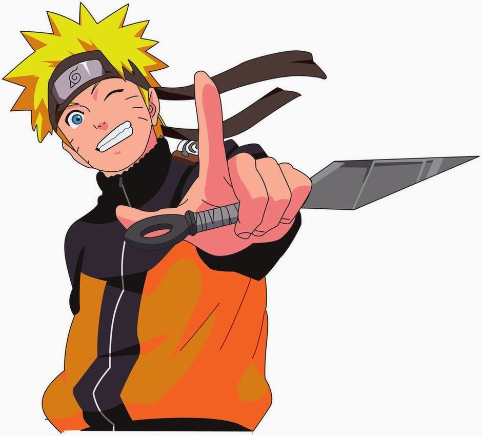 Naruto bersama kunai, senjata ala ninja.