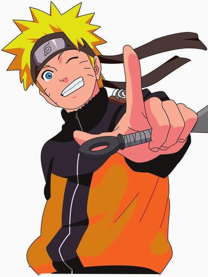 Naruto Naruto bersama kunai, senjata ala ninja.