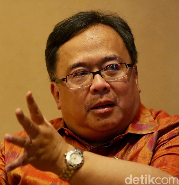 Kepala Badan Perencanaan Pembangunan Nasional Bambang Brodjonegoro di Jakarta, Jumat (10/5/2019). Agung Pambudhy/Detikcom.