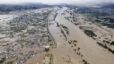 Potret Udara Banjir di Jepang Imbas Topan Hagibis