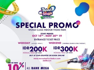 Yeay! Masuk Trans Studio Cibubur Diskon Rp 100 Ribu